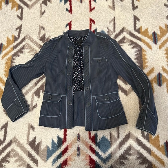 Vintage Marc Jacobs Military Button Gray Pinstripe Blazer Jacket - Picture 2 of 8